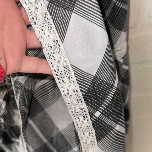 Free Peoplee dress boho plaid crochet medium bohemian grunge - Picture 5 of 6